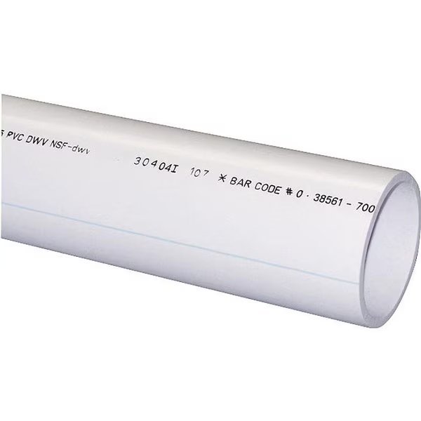 JM Eagle Pipe, 3 in, 10 ft L, Solvent Weld, SCH 40 Schedule, PVC, White, Genova, Mfr#: 10140
